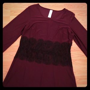Beautiful Dark Plum purple W/ Black Lace Dress
